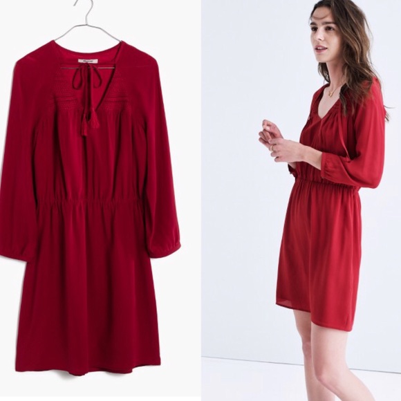 Madewell Dresses & Skirts - Madewell Woodland Silk Red Dress NWT